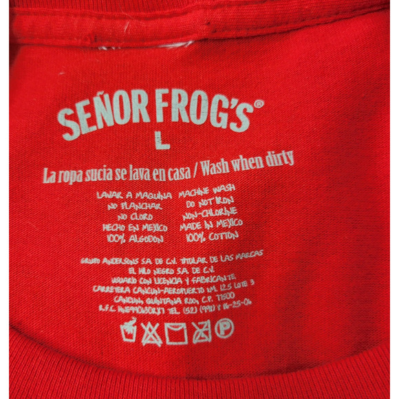 Senor Frogs Nassau Bahamas T-shirt Mens Large Red Graphic 100% Cotton Crew Neck - Picture 6 of 10
